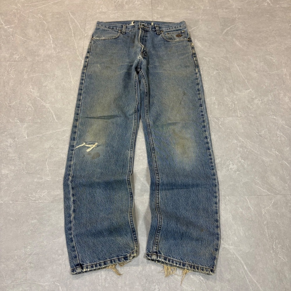 Vintage Harley-Davidson Mens Straight Leg Distressed Denim Jeans Blue 32x32